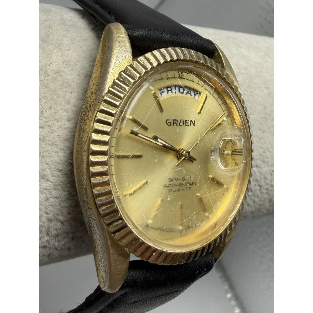 Gruen Presidents 219-3W50 New Battery Mens Watch 36MM 7.75